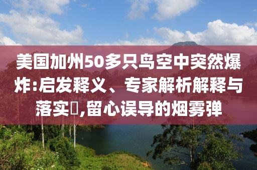 美國加州50多只鳥空中突然爆炸:啟發(fā)釋義、專家解析解釋與落實(shí)?,留心誤導(dǎo)的煙霧彈