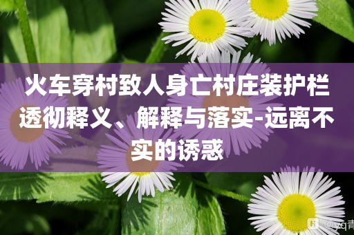 火車(chē)穿村致人身亡村莊裝護(hù)欄透徹釋義、解釋與落實(shí)-遠(yuǎn)離不實(shí)的誘惑