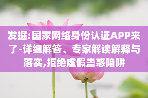 發(fā)掘:國家網(wǎng)絡(luò)身份認(rèn)證APP來了-詳細(xì)解答、專家解讀解釋與落實(shí),拒絕虛假蠱惑陷阱