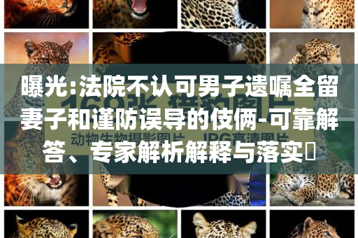 曝光:法院不認可男子遺囑全留妻子和謹防誤導的伎倆-可靠解答、專家解析解釋與落實?