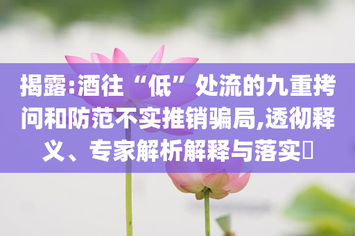 揭露:酒往“低”處流的九重拷問和防范不實推銷騙局,透徹釋義、專家解析解釋與落實?